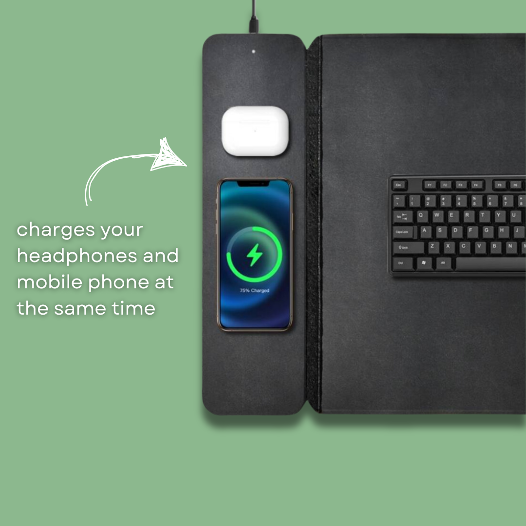 MONX Mat 2.0 - Wireless Charging Desk Mat - Charcoal